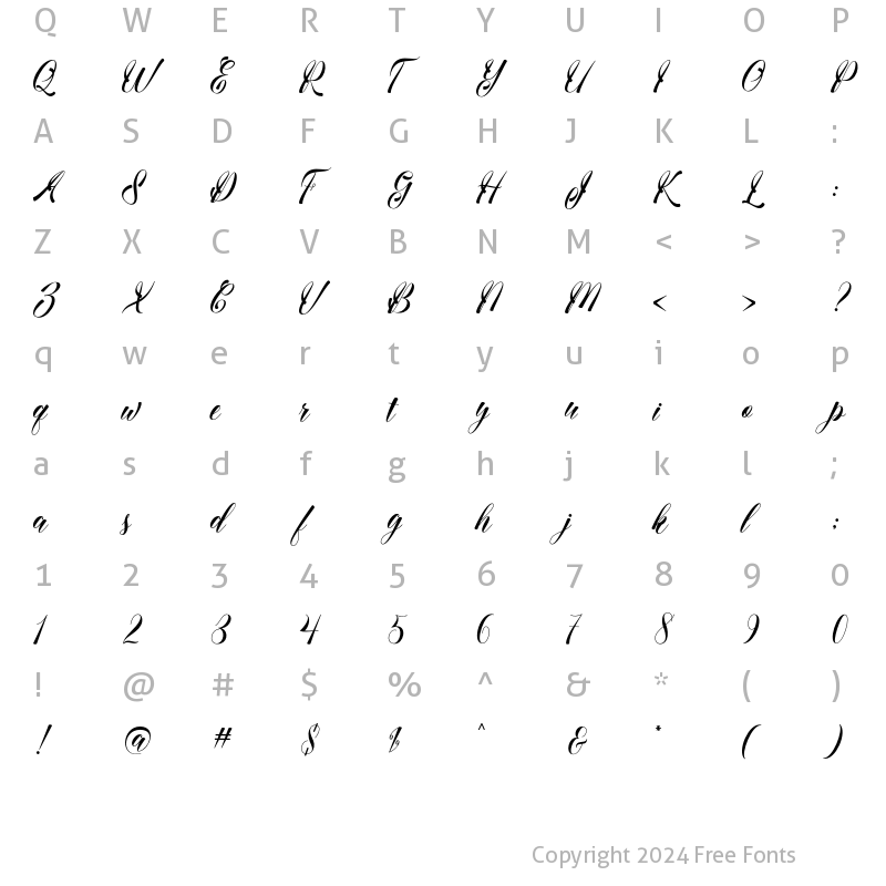 Character Map of medina script Regular