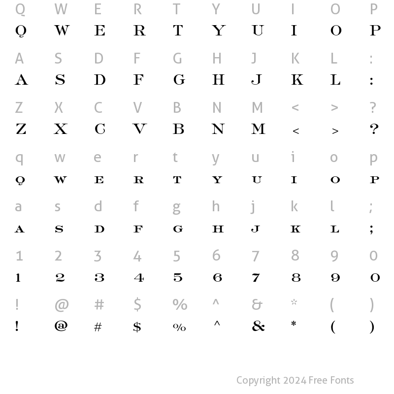 Character Map of Medium Roman Std Regular