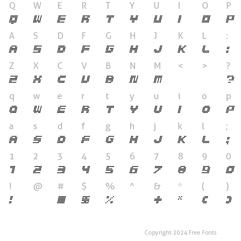 Character Map of MedLed Italic