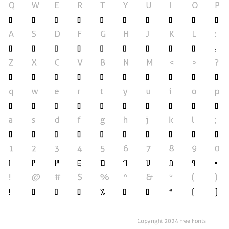 Character Map of Meem Medium t@blog3alm Regular