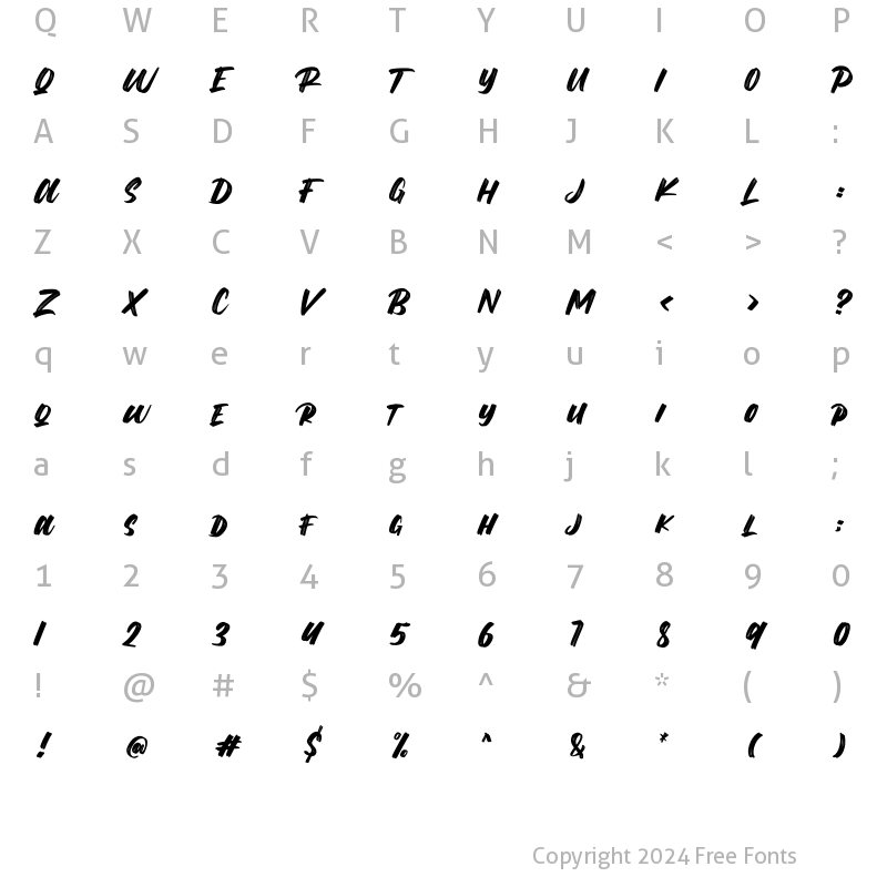 Character Map of Mega Brush Regular