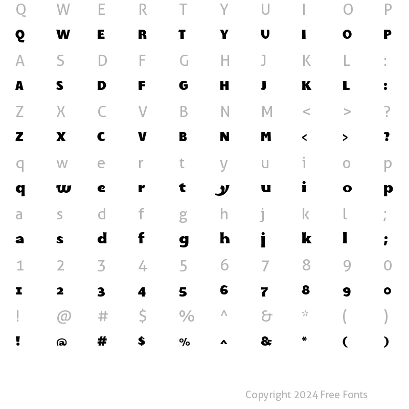 Character Map of MEgalopolis Regular