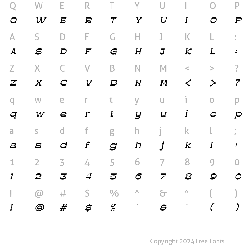 Character Map of MegarOblique Oblique