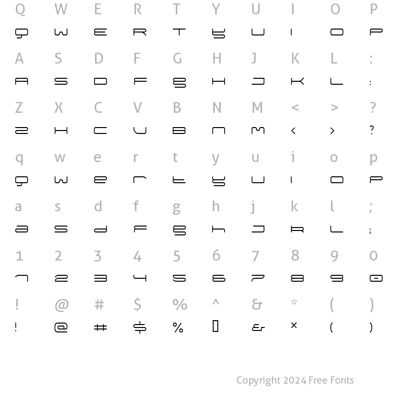 Character Map of megathin Regular