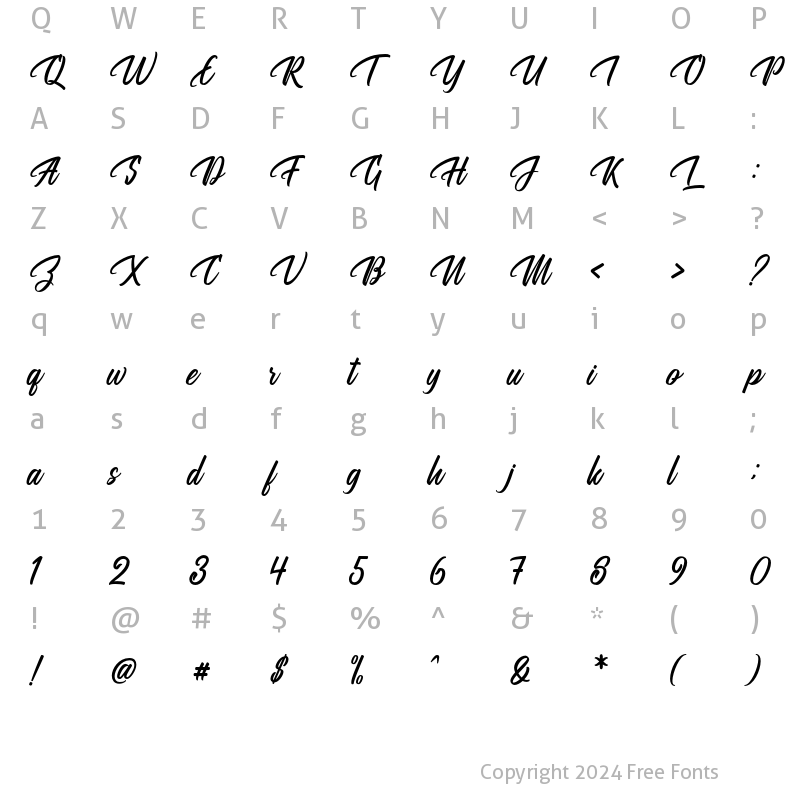 Character Map of Megatype Script Regular