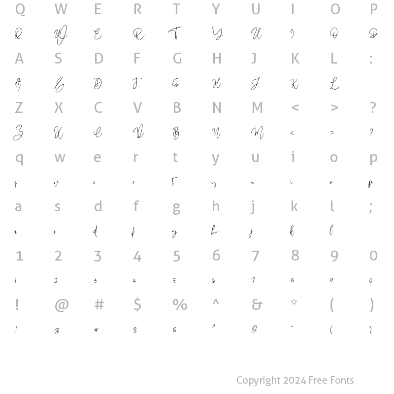 Character Map of Megidame Signature Regular