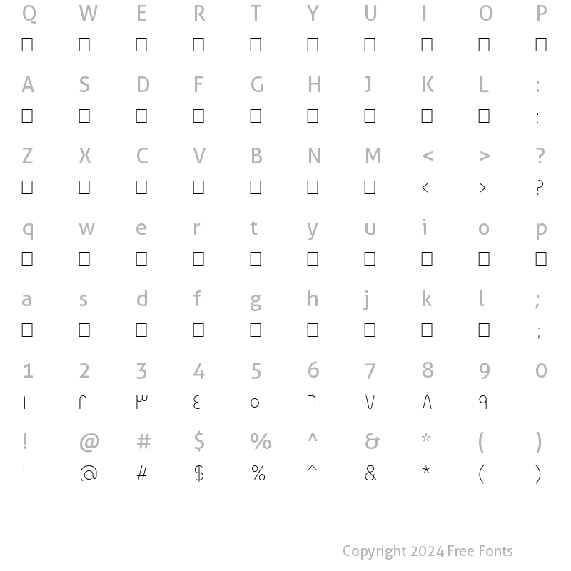 Character Map of Mehrajan ExtraLight Regular