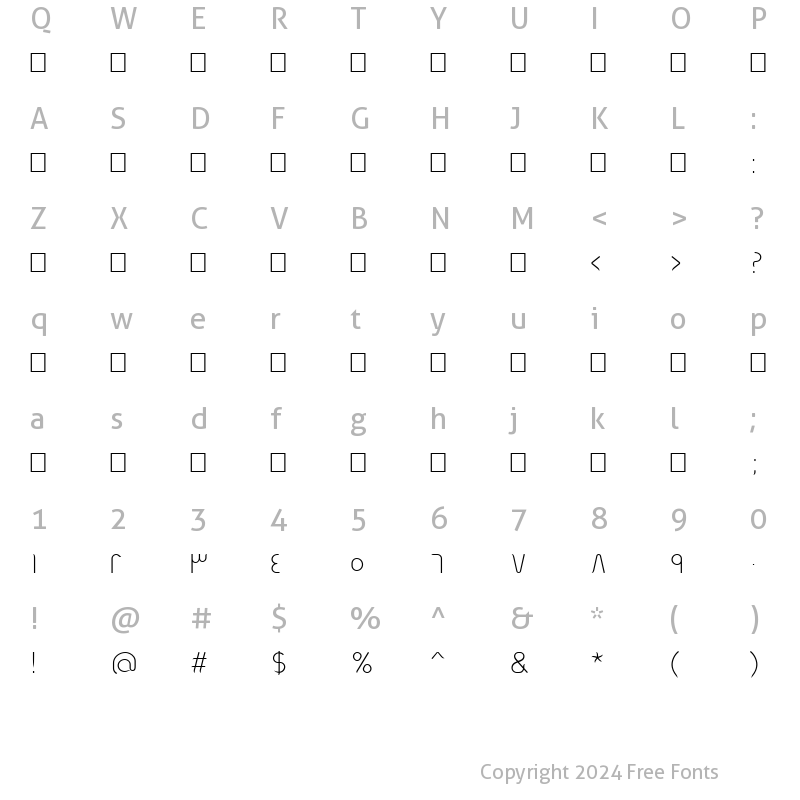 Character Map of Mehrajan Light Regular