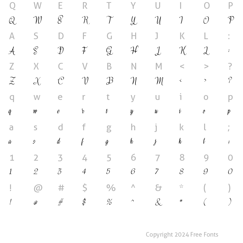 Character Map of Meikayla script Regular