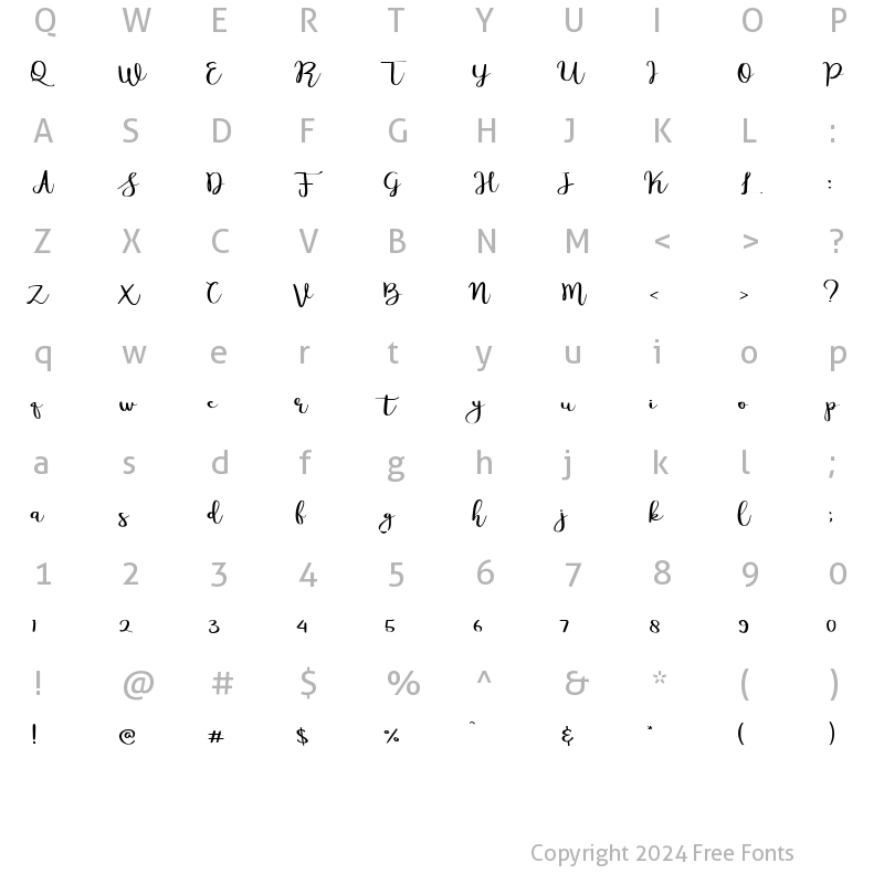 Character Map of Meillina Regular