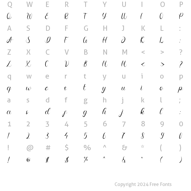 Character Map of Meisya Emilia Regular