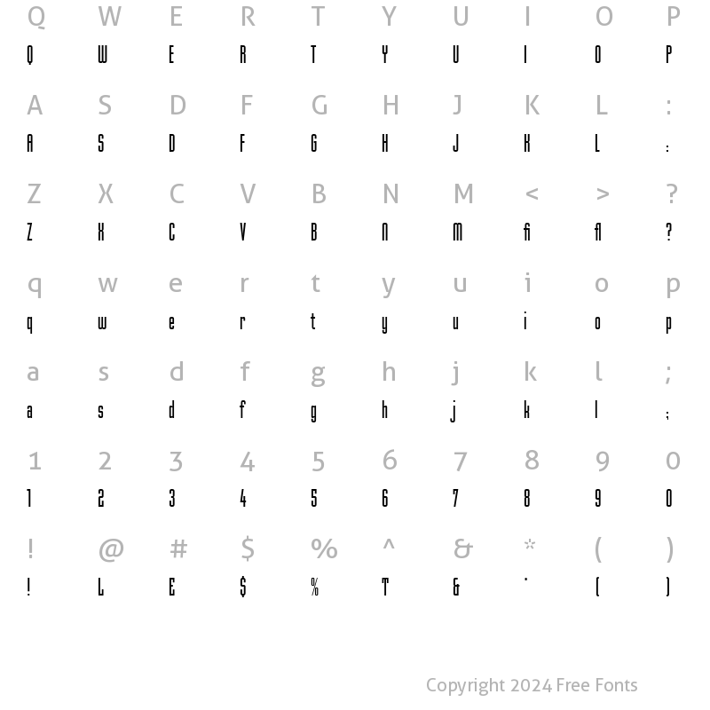 Character Map of Mekanik LET Plain