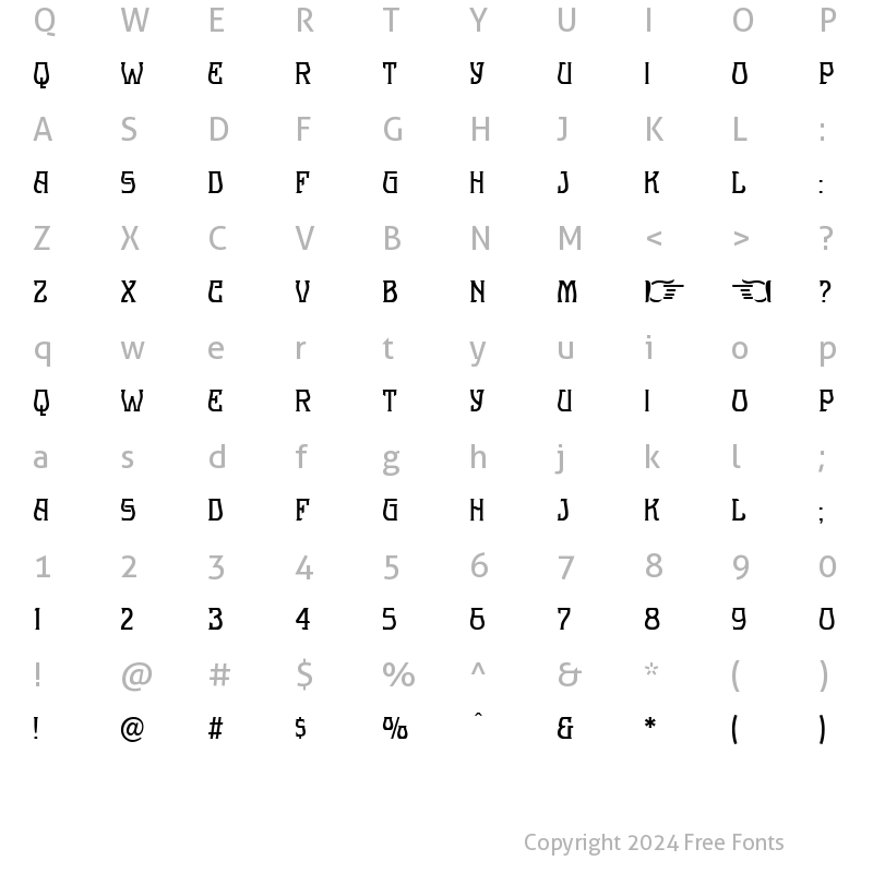 Character Map of Melange Nouveau Normal