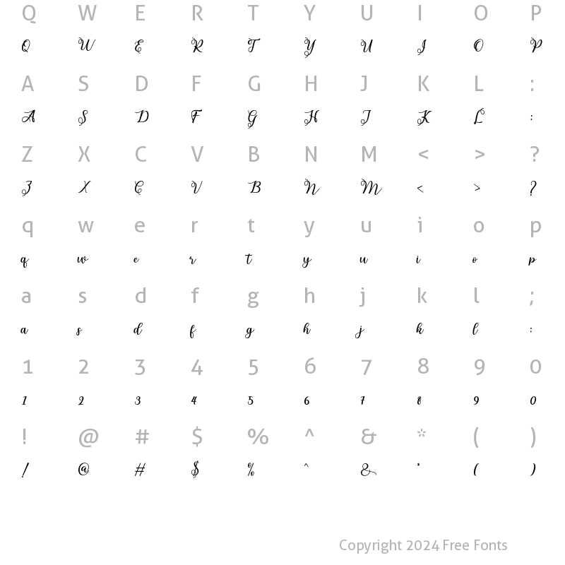 Character Map of Melda Script Regular