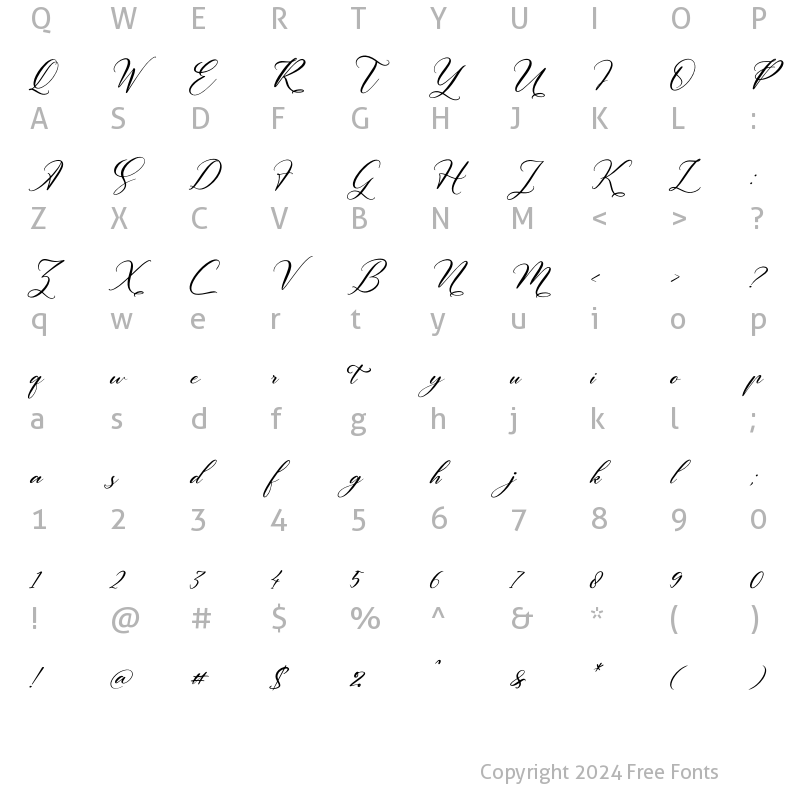 Character Map of Melintyca Italic