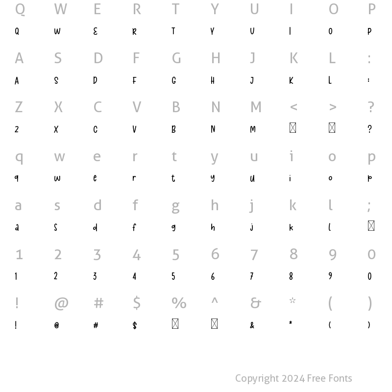 Character Map of Melisa Jasmine Regular