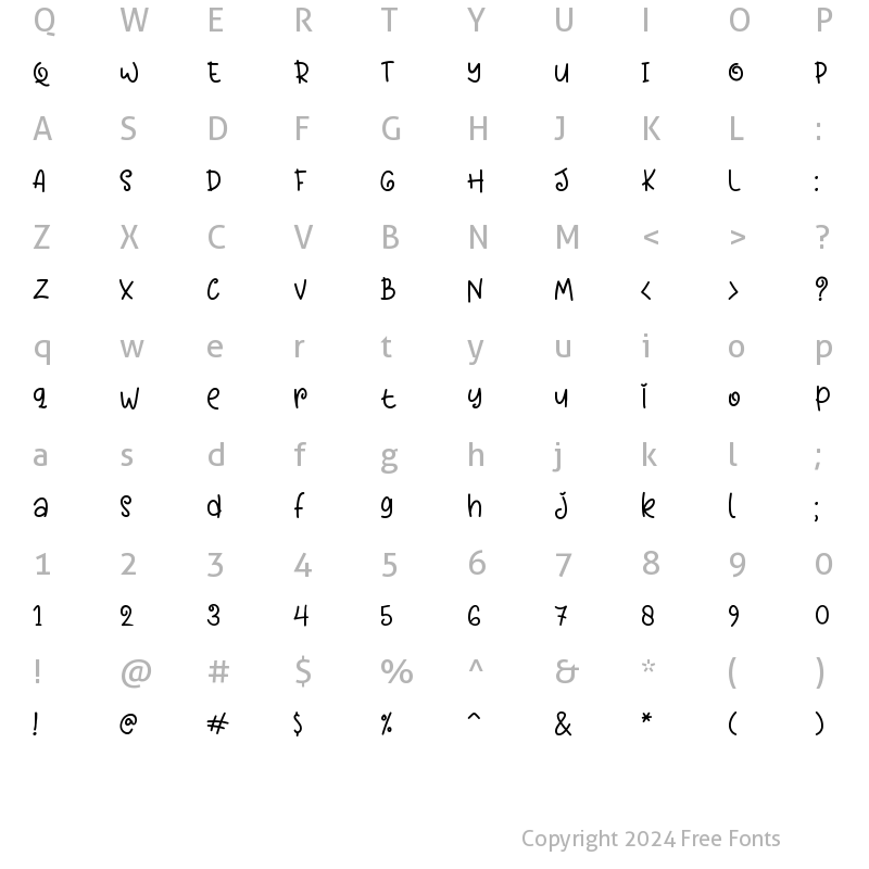 Character Map of Melisa Regular