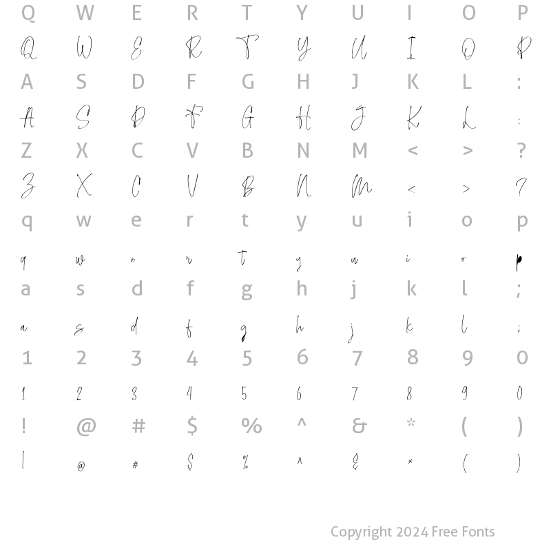 Character Map of Mellenya Regular