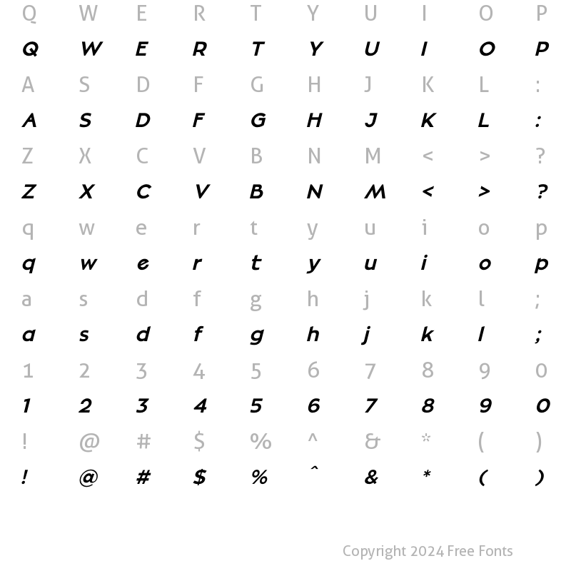 Character Map of Mellinda Lopez Italic