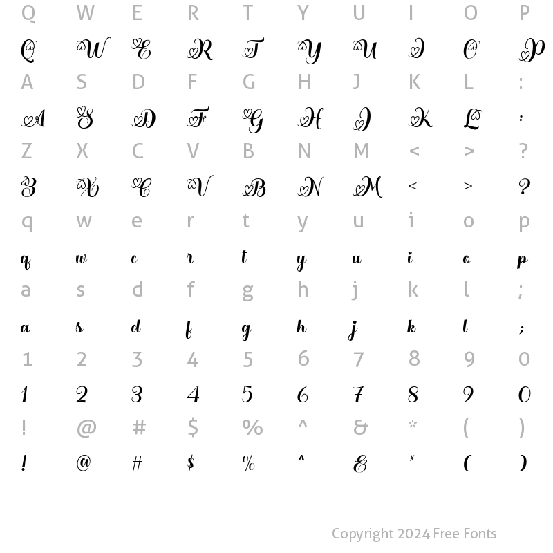 Character Map of Mellisia Regular