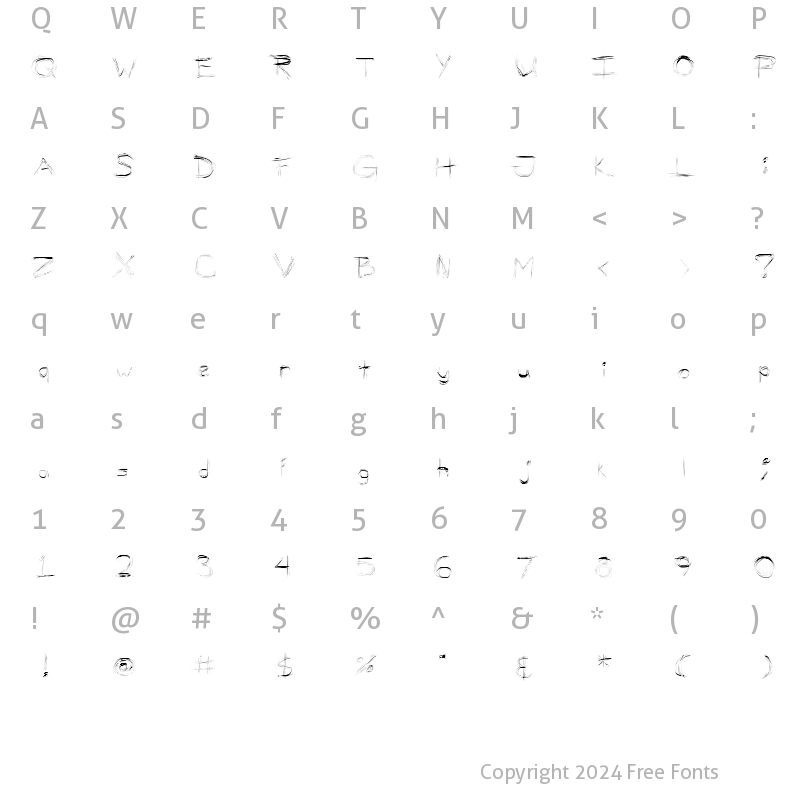 Character Map of Mellow Scribbles 2