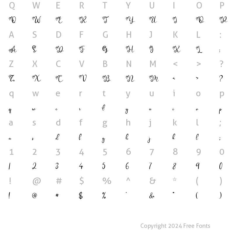 Character Map of Melly Beauty Regular