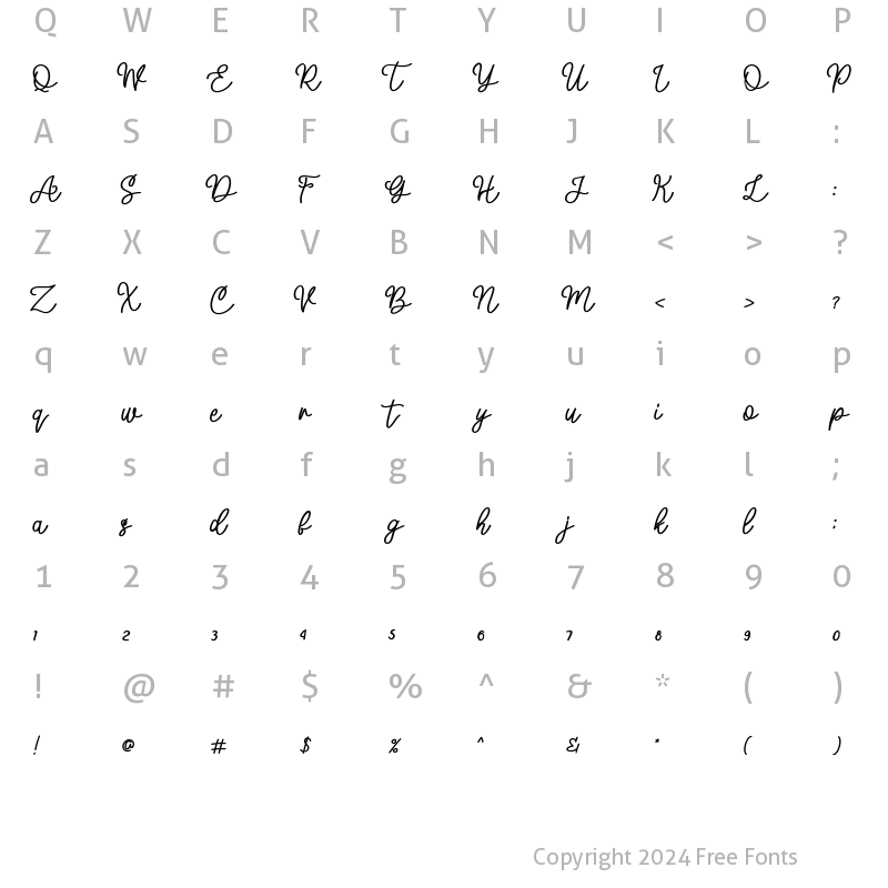 Character Map of Mellyna Bold