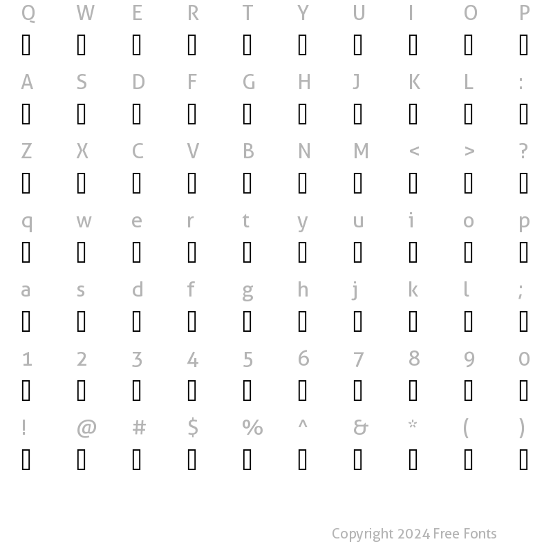 Character Map of Melodies MT Regular