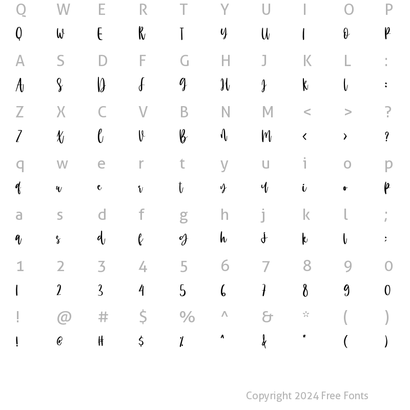 Character Map of Melody Santiago Regular