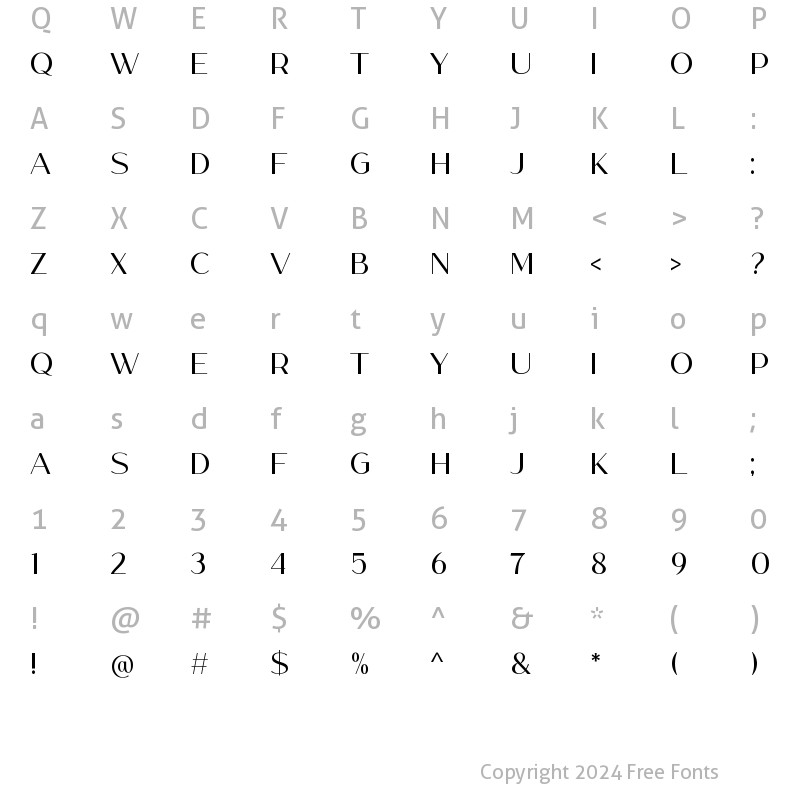 Character Map of Melody Southern Regular