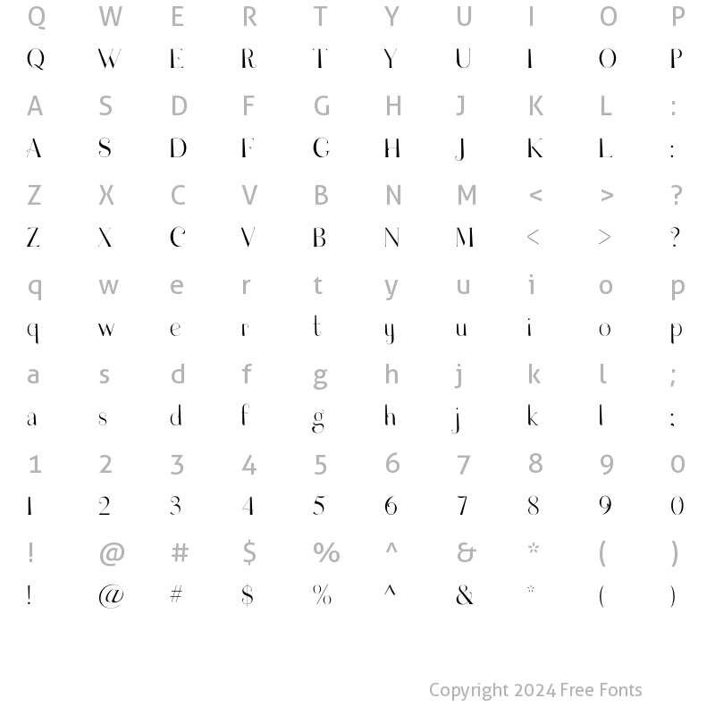 Character Map of Melogia Light