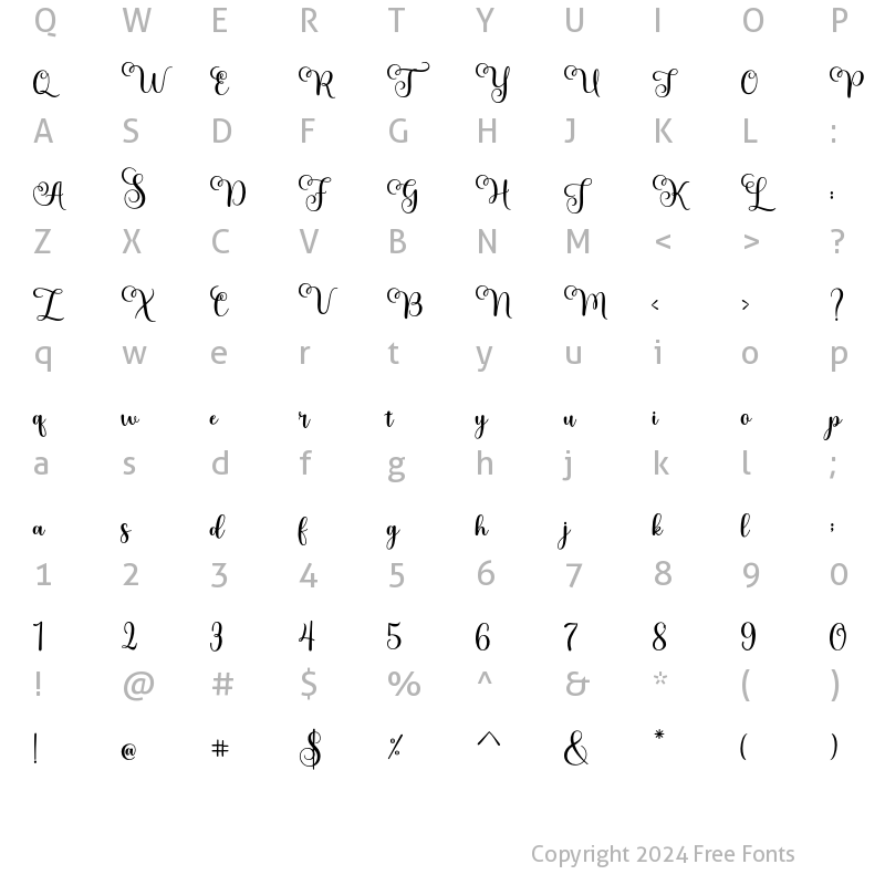 Character Map of Meltisia Script Regular