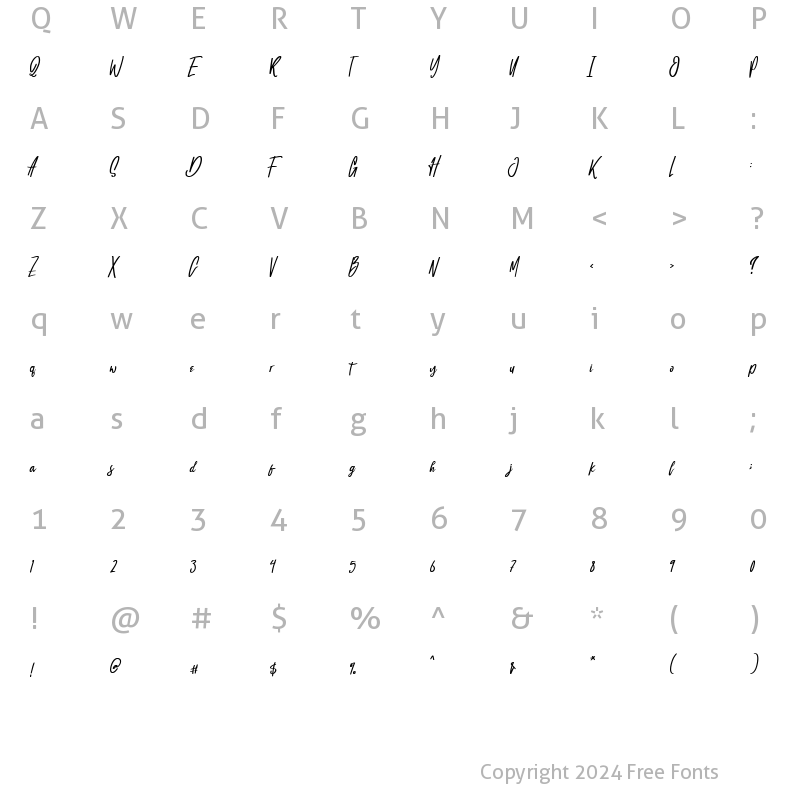 Character Map of Melvina Wayne Regular