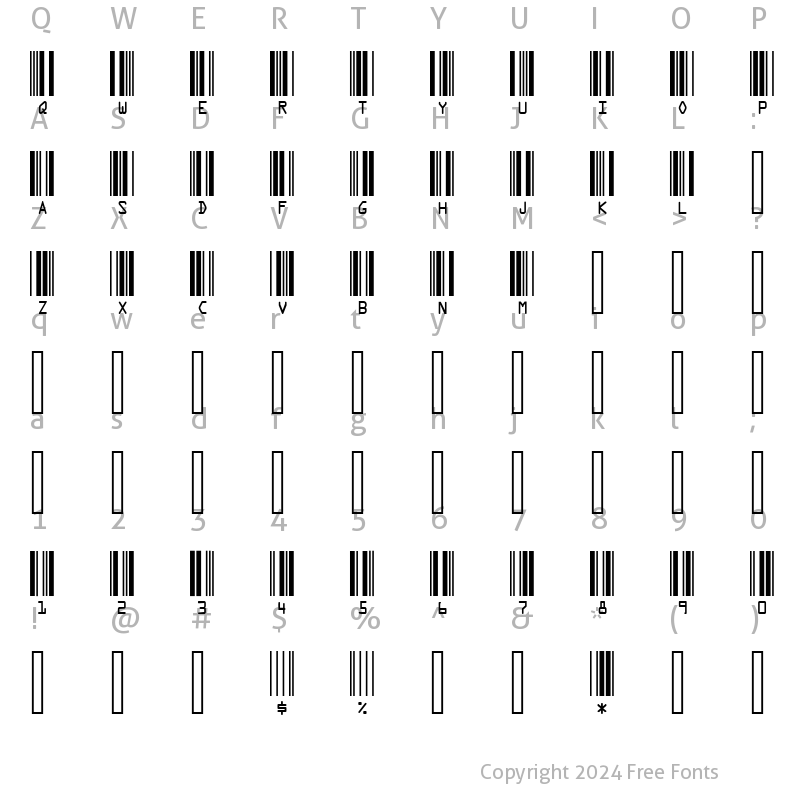 Character Map of Meme Code 39 HR Regular