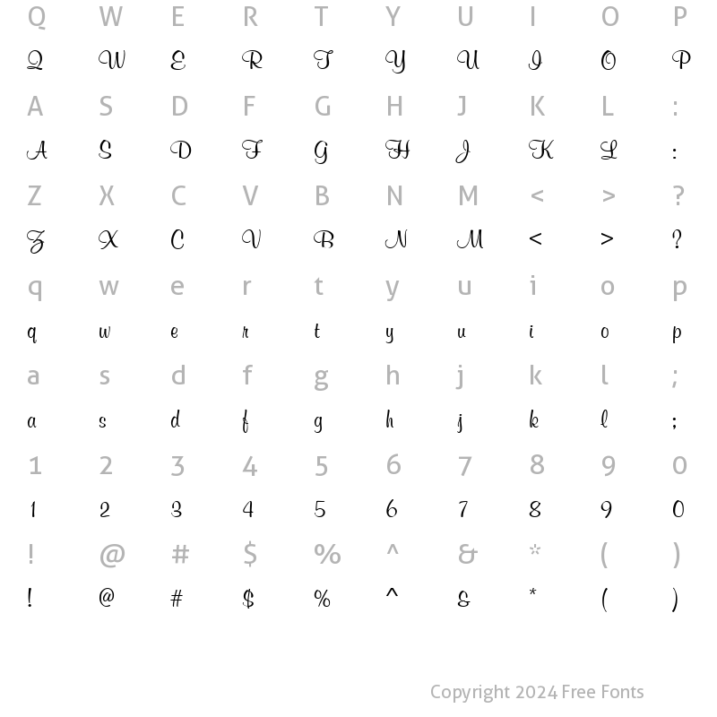 Character Map of Memento Regular