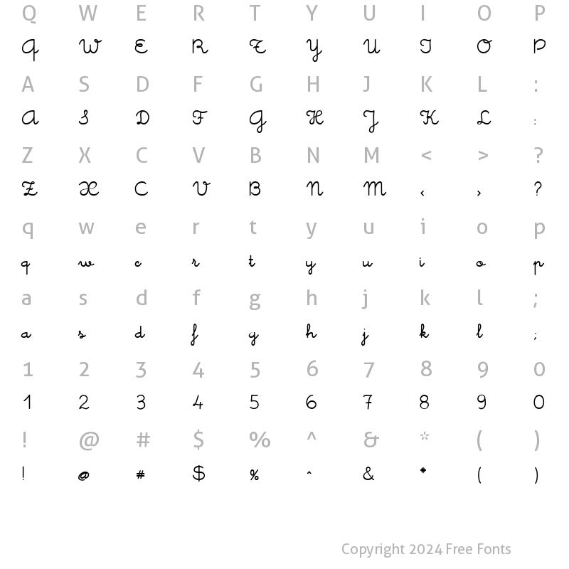 Character Map of Memimas Regular