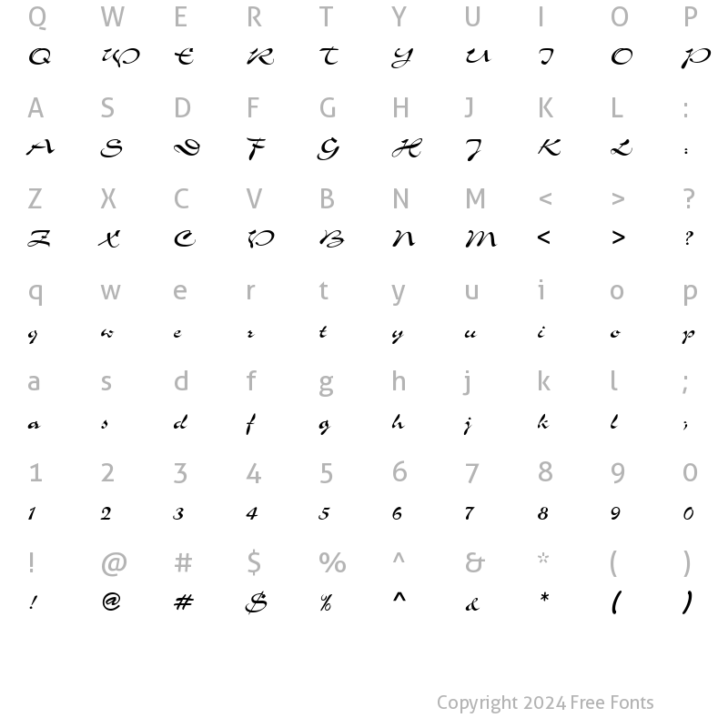 Character Map of Memo Script SSi Regular