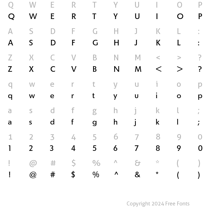 Character Map of Memo Std Regular