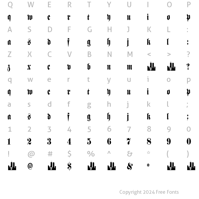 Character Map of Memorial Day 911 Regular