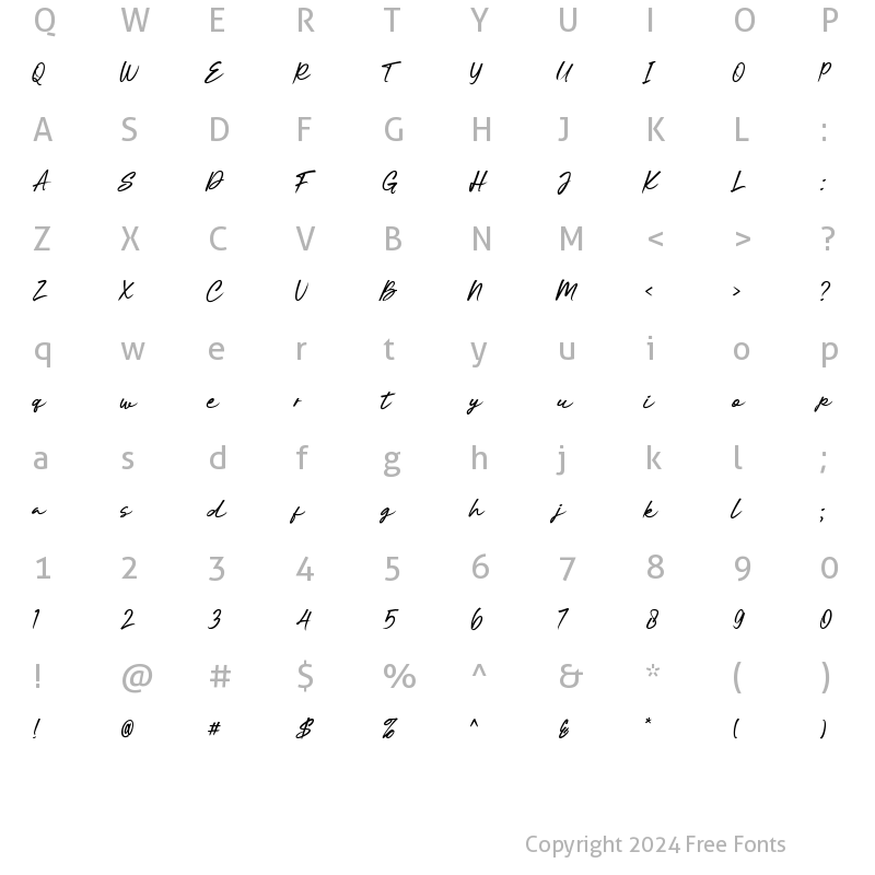 Character Map of Memoriale Regular