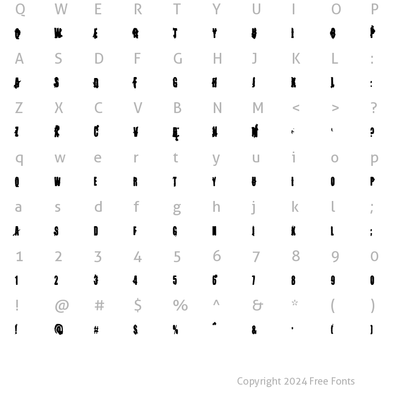 Character Map of Memory Lapses Regular