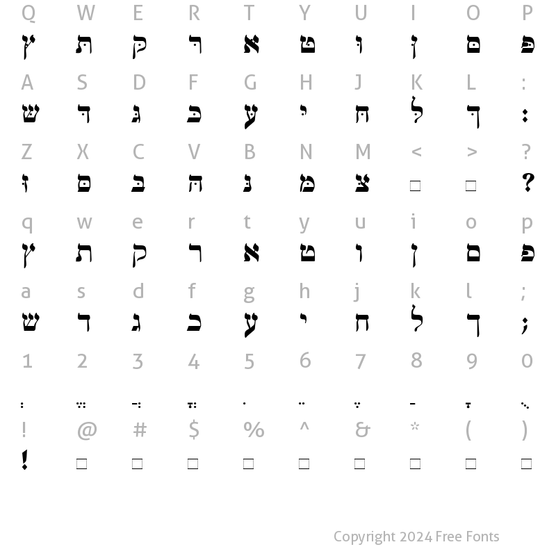 Character Map of MendelSiddurMW Bold