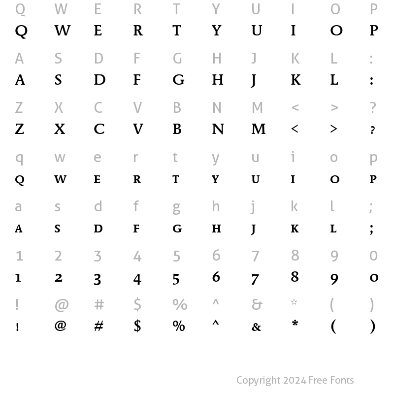 Character Map of MendozaITCMediumSC Roman