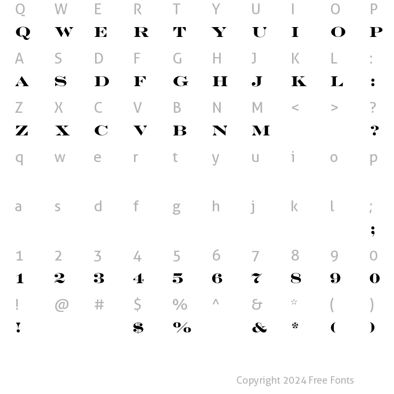 Character Map of MEngravers-BoldSizeOne Regular