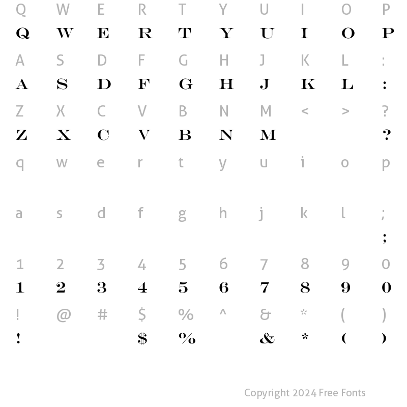 Character Map of MEngravers-SizeOne Regular