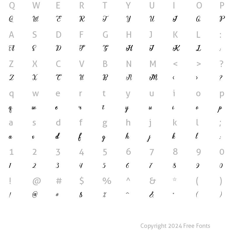 Character Map of Mentari Regular