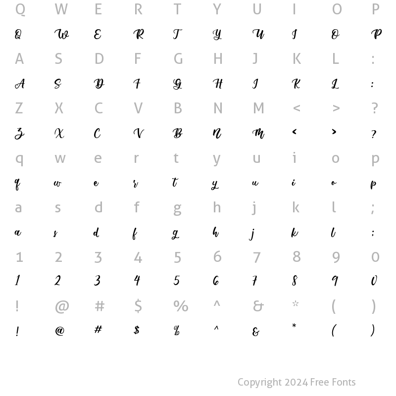 Character Map of Menthari Regular