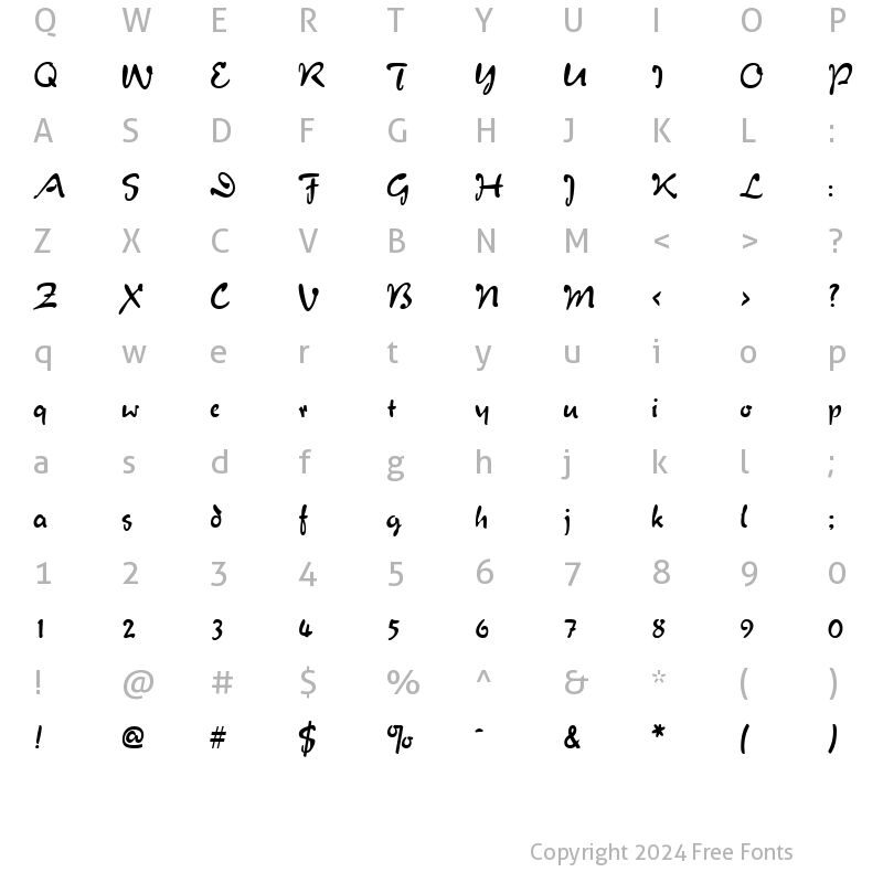 Character Map of Menthol Regular