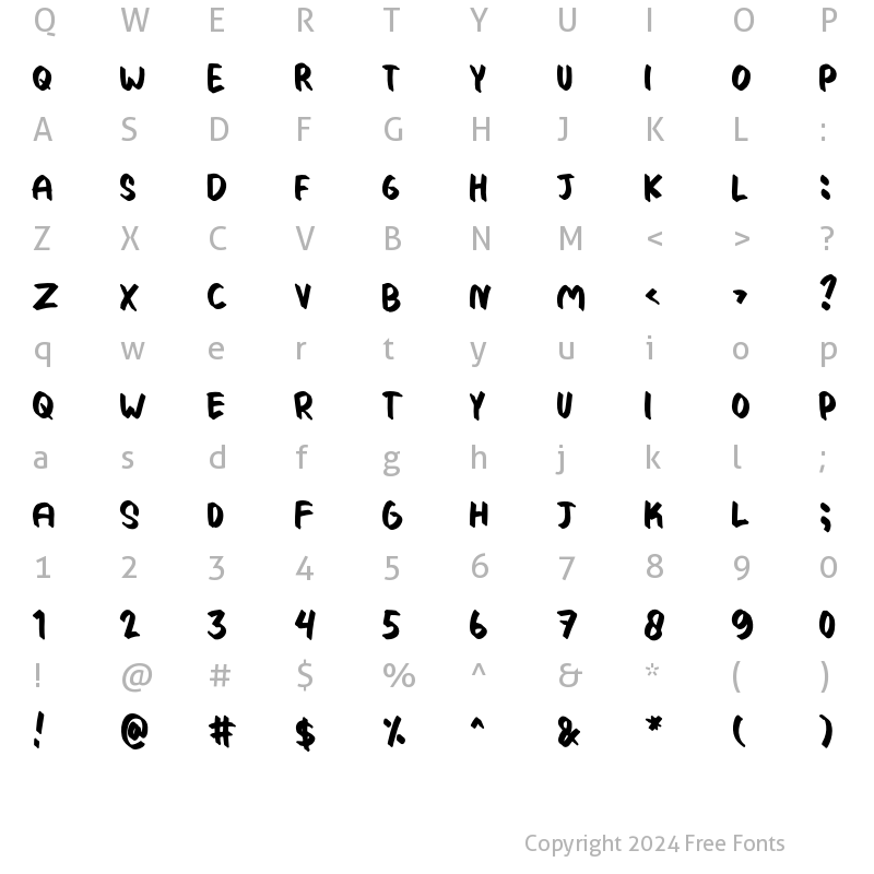 Character Map of Mentyno Regular