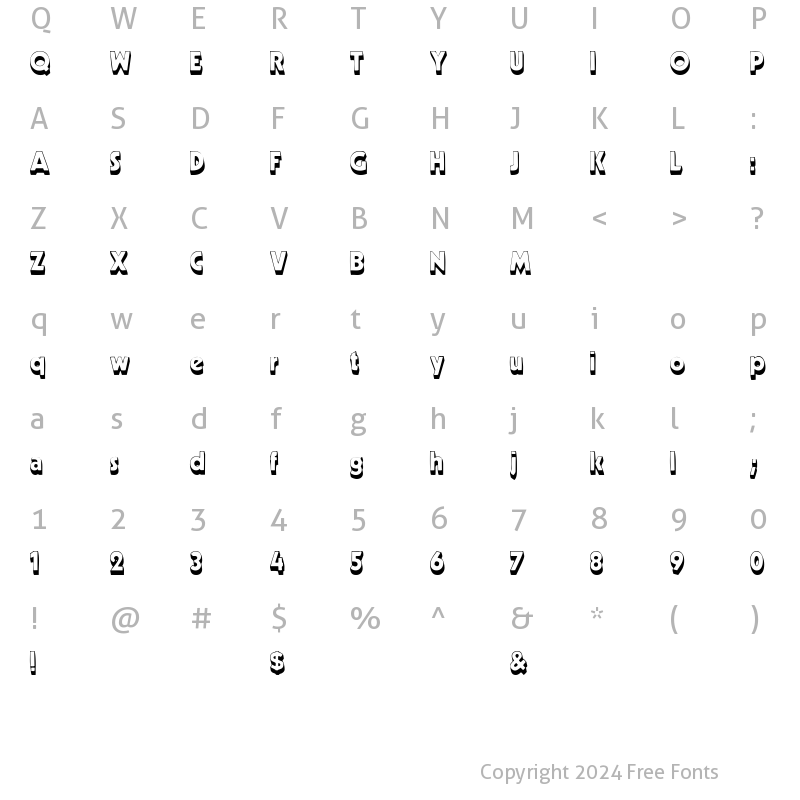 Character Map of MeppDisplayShadow Regular